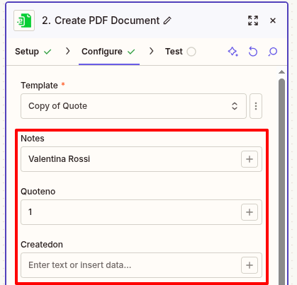 Zapier Static Text.