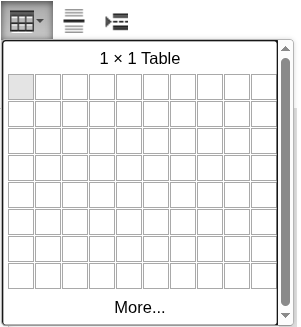 Table selection grid