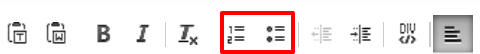 List toolbar icons