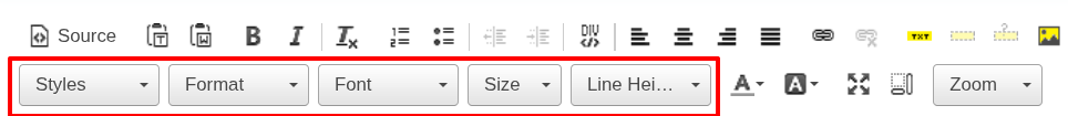 Fonts and styles toolbar