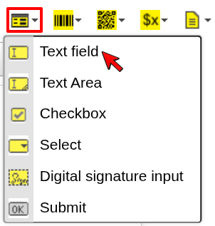 Text Field in Form dropdown