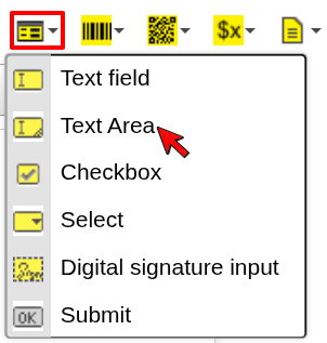 Text Area in Form dropdown