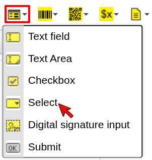 Select in Form dropdown