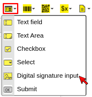 Digital Signature Input in Form dropdown