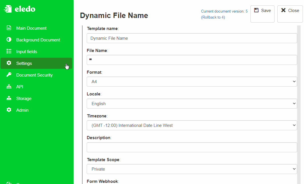Dynamic File Name configuration