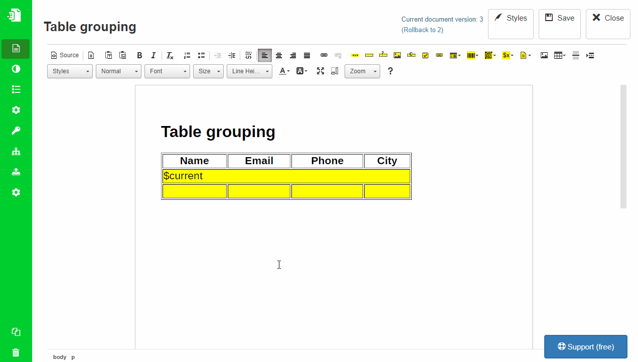 Applying Block Repetition to Table Body