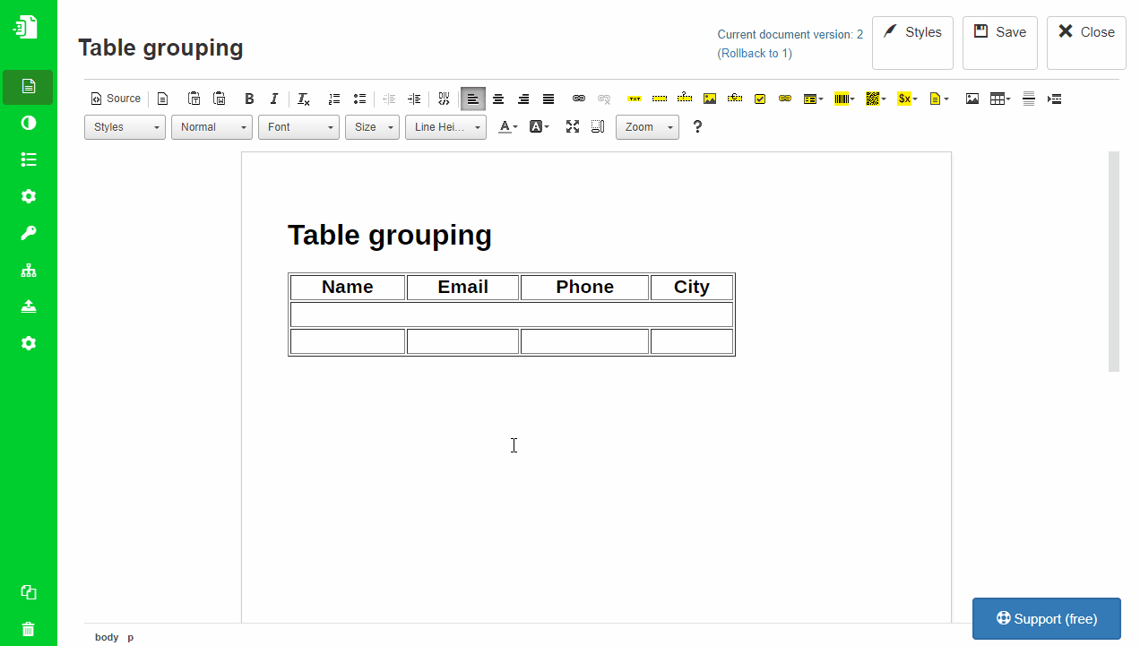 Applying Block Repetition to Table Body