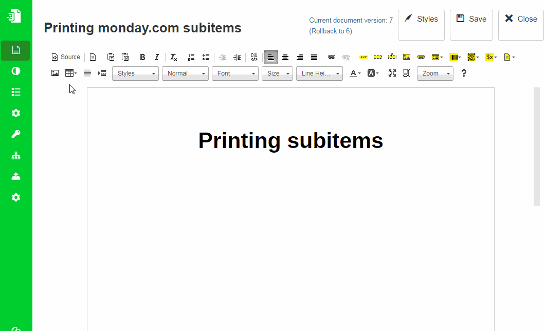 Creating 2 row table to print subitems